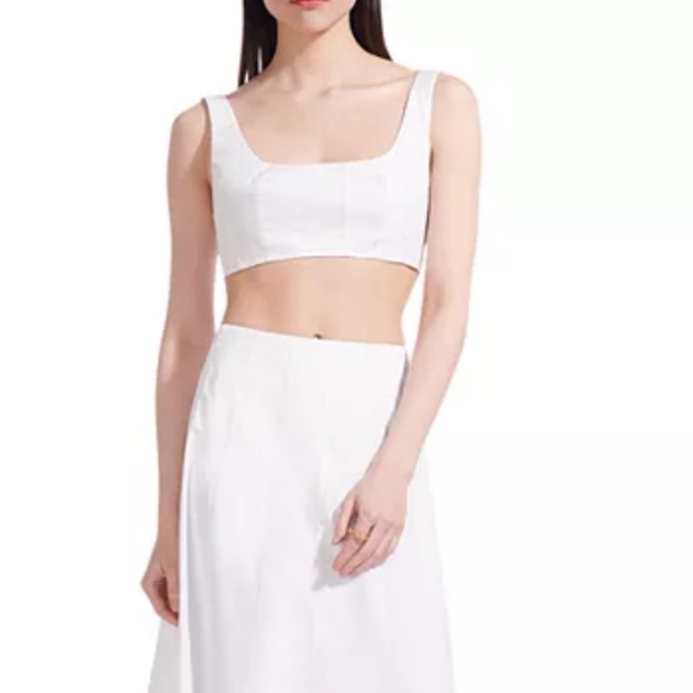 NWT Staud wells crop white zipper top